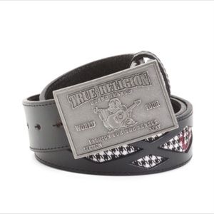 NWT True Religion Men’s Black Houndstooth Belt 32”